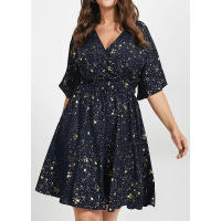 2025 nuevo superventas vestido adelgazante de cintura con cuello en V de talla grande para mujer - details 1