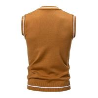 Nuevo Chalecos sin mangas de punto con cuello en V para hombre, jerséis de punto ajustados, suéteres de moda de retales, ropa de calle informal inteligente - details 10