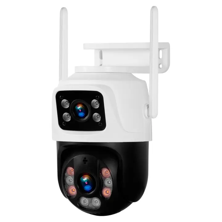 Cámara IP WiFi KERUI de 6MP con doble lente para seguridad en el hogar CCTV Video Vigilancia Detección humana Pantalla doble Icsee Inalámbrica al aire libre Montaje en pared Visión nocturna Audio y movimiento - 1