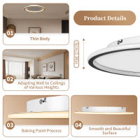 OCASAMI-Luz LED de techo con Control remoto, lámpara moderna de sala de estar, regulable, aspecto de madera - details 0