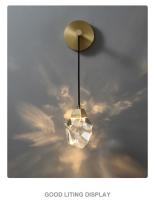 Lámpara LED de pared de cristal de un solo cabezal, sala de estar moderna, pared de fondo de TV, lámpara de mesita de noche, decoración creativa, todo de cobre - details 5