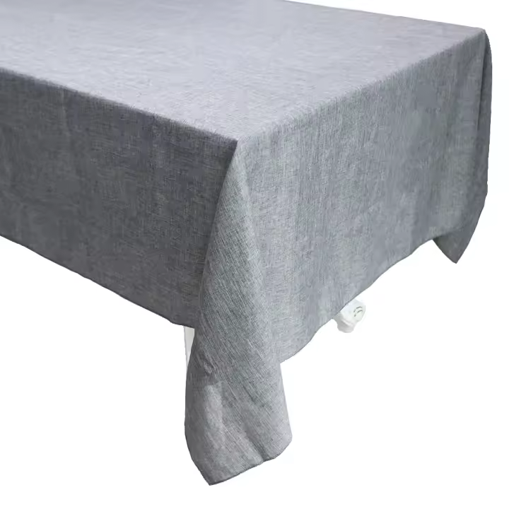 Mantel Vintage rectangular de lino y algodón, cubierta de mesa para decoración de comedor, banquete de boda, Navidad, gris caqui - 1