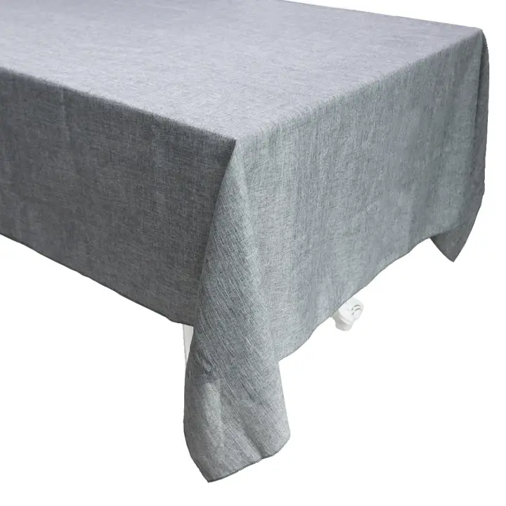 Mantel Vintage rectangular de lino y algodón, cubierta de mesa para decoración de comedor, banquete de boda, Navidad, gris caqui - 1