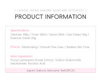 Set para el cuidado de la piel - JAPÓN SAKURA, Conjunto de Regalo para el Cuidado de la Piel para Mujer, Kit de 5 Piezas, Limpiador Facial, Tónico, Suero, Crema para Ojos, Crema Facial, para Mujeres Esposa Mamá - details 1