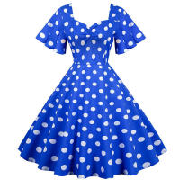 Vestido de fiesta elegante con lunares y mangas de mariposa para mujer, estilo veraniego. - details 8