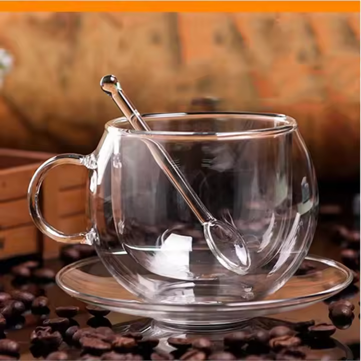 Taza de Café de Vidrio de Doble Capa Resistente al Calor, 150/300ml Ideal para Espresso y Bebidas Lechosas - 1