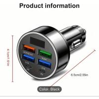 Adaptador universal de cargador de coche USB 6 puertos de carga rápida - Pantalla digital - details 1