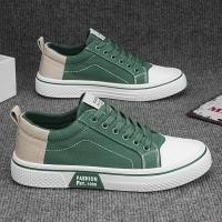 Zapatillas de lona informales para hombre: zapatos transpirables con cordones y suela de PVC antideslizante, diseño moderno en azul y blanco para uso informal - details 7