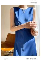 Elegante Vestido de Satén de Acelita para Mujer verano 2024 Vestido de Fiesta sin Mangas de Seda Artificial Sexy - details 12