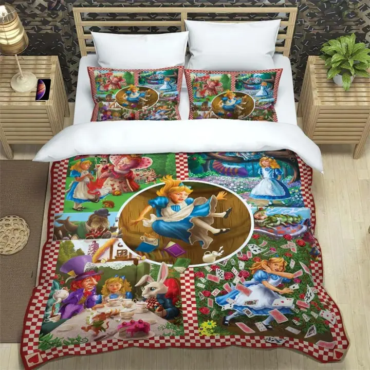 Conjunto de Cama de Anime de Alicia en Los Maravillas Funda de Edredón Suave con Estampado - 1