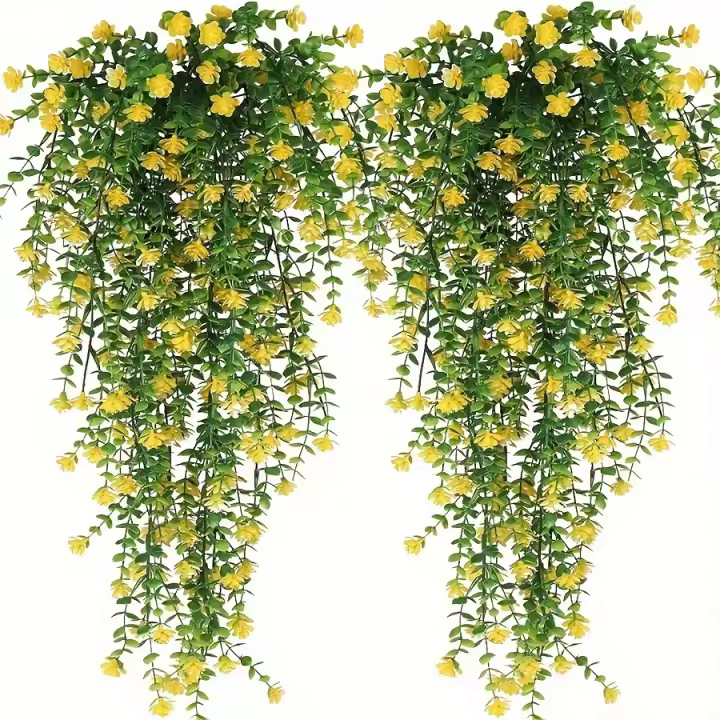 Famgem 3 Piezas Plantas Colgantes Artificiales Falso Eucalipto Hojas Verdes Vínculo Plástico Resistente Al UV Para Exterior Decoración De Fiesta - 1