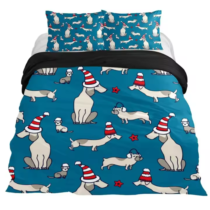 Juego de Cubierta de Edredón de Dachshund de Dibujos Animados Tamaño Cama Grande - 1