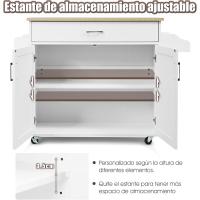 Carrito de Cocina Carro de Servicio Comedor con Ruedas,Toallero,Cajón, Puerta y Estantes Gabinete Mueble de Cocina (blanco) - details 4