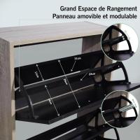 Mueble zapatero de 12 pares - Estantería de gran capacidad para vestíbulo o pasillo - (ancho) 60 x (profundidad) 24 x (alto) 80 cm - Madera clara blanca - details 30