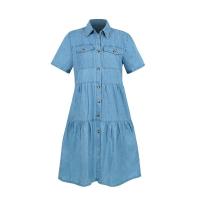 Vestido vaquero de manga corta de verano para mujer, vestidos de moda - details 4
