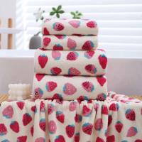 140x70cm fresa mano Coral Veet piel agradable suave toalla de playa grande chica corazón toallas de baño para adultos - details 1