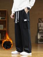 Pantalones de chándal de lana de invierno para hombre, pantalones Cargo de punto gruesos y cálidos con múltiples bolsillos, pantalones deportivos rectos de algodón de pierna ancha, talla grande 8XL - details 0