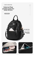 Mochila pequeña de moda para mujer, Mochila De Cuero Negro marrón simple, mini mochila de viaje informal para teléfono, regalos para niñas - details 4
