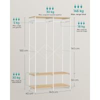Armario Portátil Plegable Organizador de Ropa con Barras de Colgar Estantes de Almacenamiento con Ganchos Extraíbles Marrón Rústico Tamaño 40 x 94,5 x 180 cm - details 19
