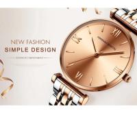 Reloj de Cuarzo Casual de Oro Roso para Damas Correa de Acero Inoxidable - details 2