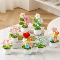 Flores hechas a mano, plantas en macetas, flores de simulación, plantas en macetas, flores terminadas tejidas, decoración para el hogar y el jardín, regalo para invitados de boda - details 0