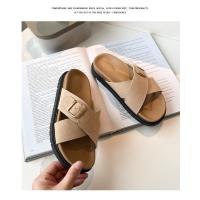 2025 Sandalias de verano para mujer, suela gruesa, plataforma cruzada, chanclas de playa retro, correa única, zapatos casuales - details 2