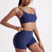 Ropa interior de yoga para gimnasio de color sólido, sujetador de fitness con correas cruzadas en la espalda, top deportivo ajustado de alta resistencia, completo con almohadilla para el pecho - details 10