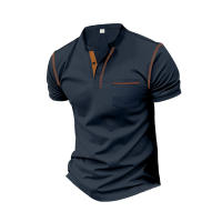 Hombre manga corta henry camiseta hombre cuello redondo patchwork body - details 16