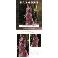 Vestido con estampado para mujer, Falda larga con cuello en V y manga larga, ideal para verano, 2024 - details 0