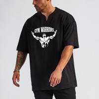 Camiseta de Verano Deportiva de Algodón para Hombres Cuello en V, Talla Grande, Moda Casual, Tendencia Fitness - details 4