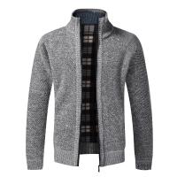 Otoño Invierno cárdigan cálido hombres suéteres de lana chaquetas con cremallera completa de suéter tejido abrigo. - details 1