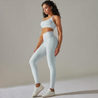 Conjunto de Yoga Sin Costuras para Mujeres Chaleco de Entrenamiento, Pantalones, Sujetador, Shorts de Gimnasio, Leggings de Correr de Cintura Alta Conjuntos Deportivos - details 16