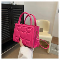 1 bolso elegante de color sólido para mujer con correa desmontable - Diseño con patrón de corazón, perfecto para regalo del Día de San Valentín, disponible en magenta, blanco, negro, verde, amarillo - details 34