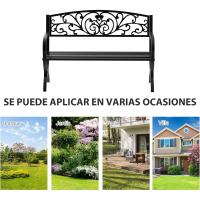 Banco de Jardín de 2 Plazas Banco de Terraza de Hierro con Diseño Clásico Patrón Floral 127x60x85cm Negro - details 5