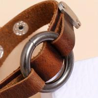 1 unidad de pulsera de cuero de vaca para Hombres, creativa y moderna, joyería, pulsera Punk de Círculo Retro Simple - details 2
