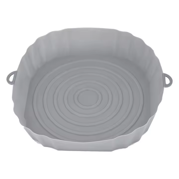 Bandeja de horno para freidoras de aire, cesta de pollo frito, esterilla, olla de silicona redonda, reemplaza la parrilla, gris, 20Cm - 1