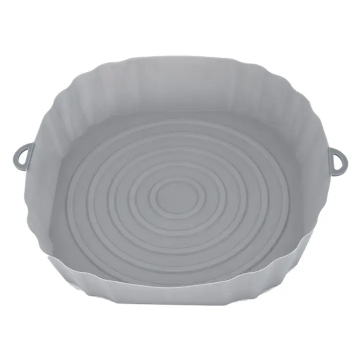 Bandeja de horno para freidoras de aire, cesta de pollo frito, esterilla, olla de silicona redonda, reemplaza la parrilla, gris, 20Cm - 1