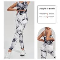 Ropa De Yoga Tie-Dye para Deportes Al Aire Libre, pantalones De chándal elásticos transpirables, Sudor Absorbente, traje De levantamiento De cadera, Alta Cintura - details 4