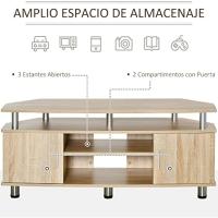 Mueble de TV para Televisores de hasta 55 Pulgadas Mesa para TV de Salón Moderna con 2 Puertas y 2 Estantes para Dormitorio 120x39,5x52 cm Roble - details 3