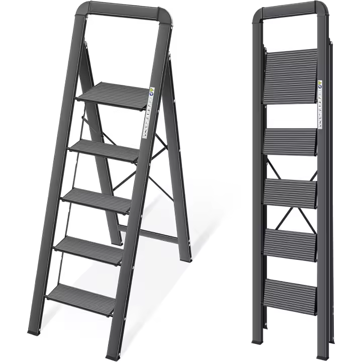 Escalera Plegable de Aluminio Diseño Estrecho para el Hogar, Cocina, Oficina - 1