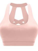 Tops cortos de manga corta para mujer, camisa deportiva de Yoga Rosa cruzada - details 0