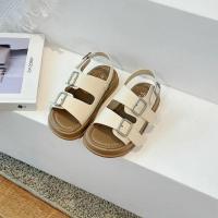 Zapatos casuales con hebilla para niños, zapatos de playa con punta abierta, sandalias clásicas retro de color sólido para niños y niñas, novedad de verano, 2024 - details 5
