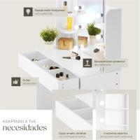 tocador de Maquillaje, Estilo Vintage, Espejo Giratorio, Taburete Acolchado, 4 cajones, Elegante, Muebles Dormitorio, tocador con Espejo, Espejo Maquillaje, tocadores de Maquillaje - details 55