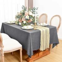 Mantel de lino y algodón para mesa, cubierta impermeable de tela lavable, color caqui y gris, para decoración de boda y fiesta de navidad - details 0
