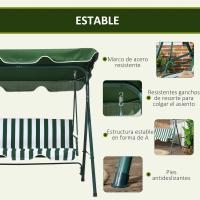 Columpio de Jardín de 3 Plazas Balance Exterior con Techo Ajustable y Marco de Acero Carga 240kg - details 21