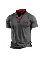 Camiseta informal de gran tamaño para hombre de verano americano, camiseta holgada informal de manga corta Henry con cuello alto para hombre - details 2
