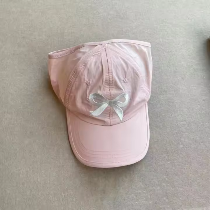 Dulce arco estampado cola de caballo alta niñas sombrero sombreros para el sol gorras de béisbol gorras de viaje ajustables bebés niños gorras con visera sombrero gorra con visera - 1