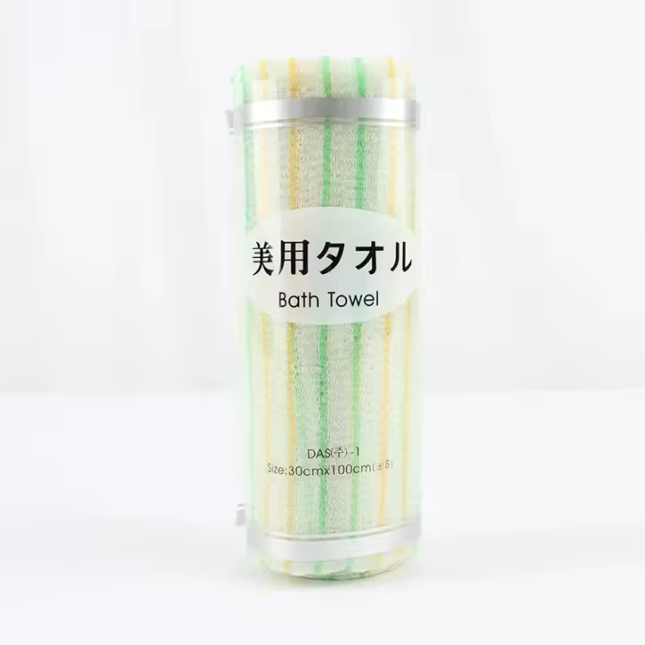 1pc Korean Towel Exfoliating Long Viscose Bath Back Scrub Viscose Gradient Stripe Bath Towel Reel Packaging 30x90cm - 1
