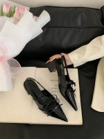 Tacones altos de moda puntiagudos de nicho nuevo arco dulce bolsa de tacón grueso sandalias de cabeza zapatos de mujer - details 26