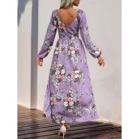 Vestidos elegantes de moda con cuello en V y mangas primavera otoño nuevo vestido largo estético con flores para mujeres calientes - details 18